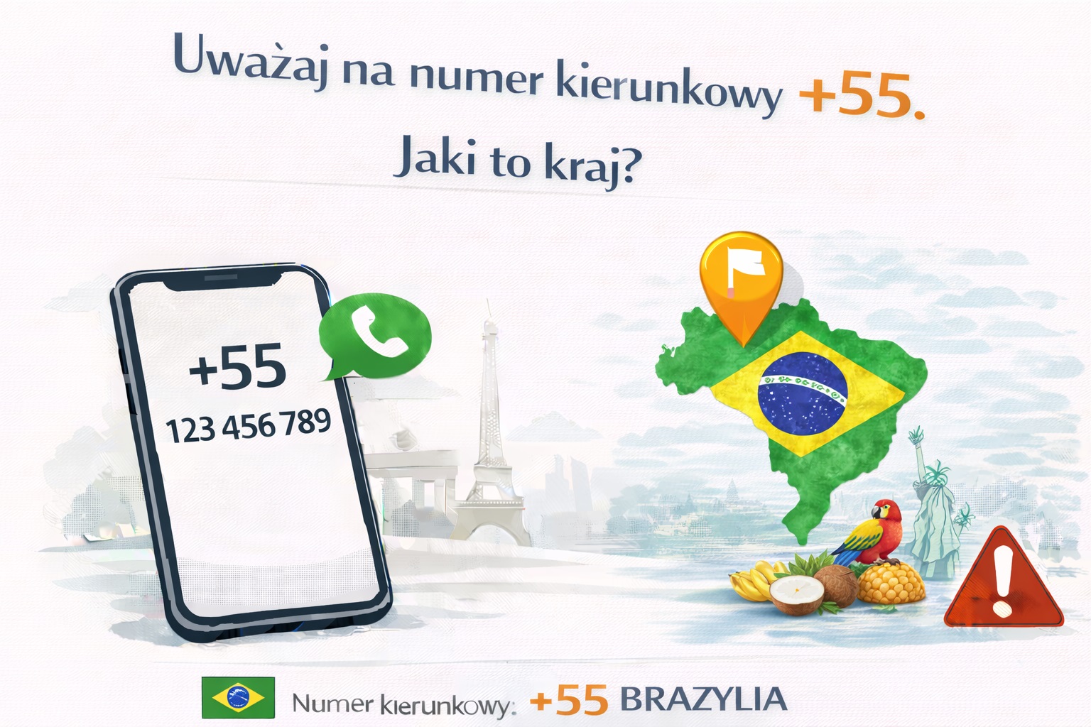Uważaj na numer kierunkowy +55. Jaki to kraj?