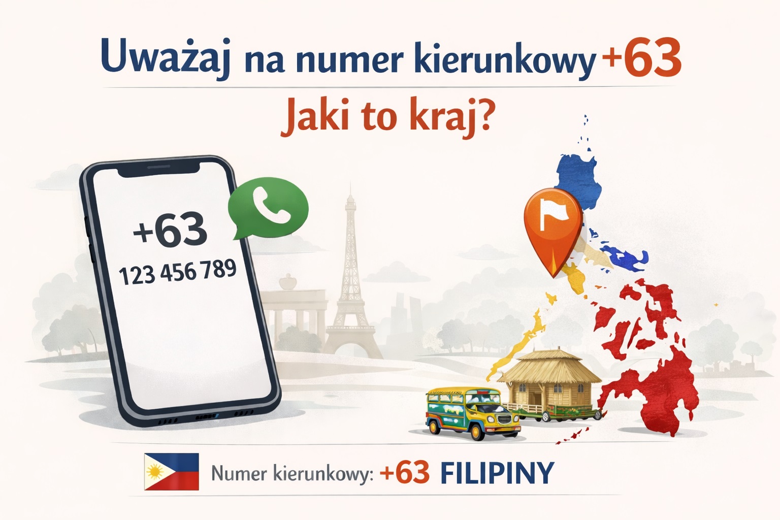 Uważaj na numer kierunkowy +63. Jaki to kraj?